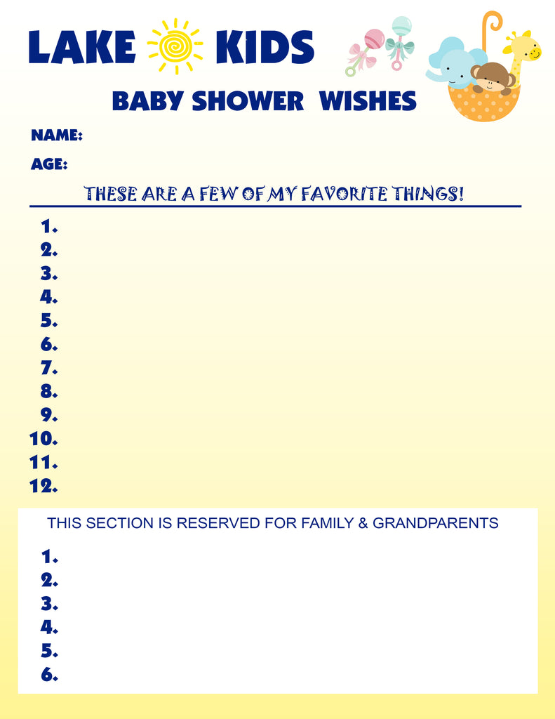 Baby Shower Registry & Wish List at Lake Kids